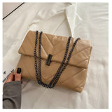 Minimalist Chevron Chain Tote Bag  Women Crossbody Bags