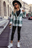 Plaid Button Up Hooded Fleece Coat