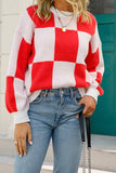 Checked Plaid Knit Pullover Sweater