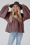 Purple Waffle Knit Babydoll Top