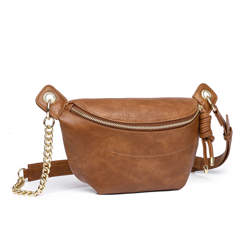 Fanny Pack Leather Ladies Bag With Wide Strap Chest Bag Handbag