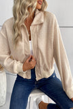 Turndown Collar Zipper Fleece Short Jacket Coat