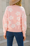 Flower V Neck Button Cardigan