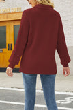 V Neck Turndown Collar Long Sleeve Sweater