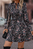 Floral Print Elastic Waist Ruffle Mini Dress