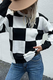 Plaid Checked Knit Pullover Sweater