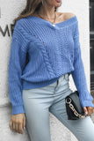 Cable Knit Hollow V Neck Winter Outfits Sweater
