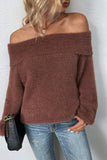 Plain Off Shoulder Hairy Knit Sweaters