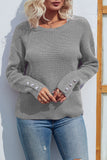 Plain Button Cuff Long Sleeves Knit Sweaters