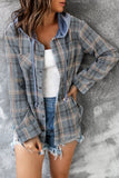 Plaid Hoodies Shacket Shirt Jacket Women