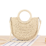 Paziye Semi Circle Straw Crossbody Bag