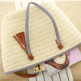 Paziye Straw Tassels Tote Bag Summer Handwoven