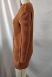 Ribbed Open Front Long Pocket Cardigan
