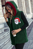 Women's Hooded Sleeveless Loose Casual Christmas Buttonless Fleece Jacket