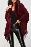 Fleece Open Front Tassle Kniting Long Cardigan Winter Outfits