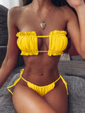 Sexy Pleated Cutout Bikini For Women