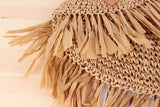 Paziye Bohemian Semicircle Tassel Straw Shoulder Bag