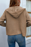 Cable Knit Open Front Cardigan With Hood