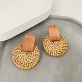 Paziye Rattan Earrings  Straw Earrings  Woven Earrings