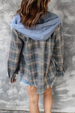 Plaid Hoodies Shacket Shirt Jacket Women