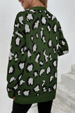 Winter Outfits Leopard Knit Pocketed Open Front Sweater Cardigans