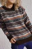 Vintage Stripes Knitting Winter Outfits  Pullover Sweater