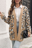 Winter Outfits Leopard Open Front Pocket Sweater Cardigans