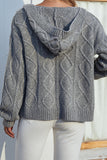Cable Knit Front Open Hood Cardigan