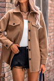 Plain Open Button Waist Belt Fleece Winter Coat Coat
