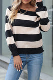 Colorblock Stripes Drop Shoulder Knitting Sweater
