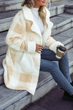 Lapel Plaid Fleece Coat with Pockets