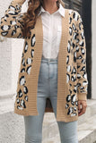 Winter Outfits Leopard Open Front Pocket Sweater Cardigans