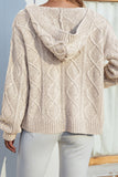 Cable Knit Front Open Hood Cardigan