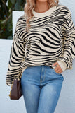 Zebra Stripes Print Long Sleeve Sweater