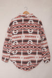 Pink Tribal Print Pocket Buttoned Sherpa Winter Outfits Jacket