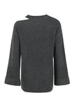Solid Color Cold Shoulder Long Sleeve Sweater