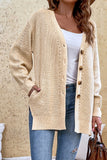Front Open Button V Neck Knitting Cardigan