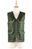 Winter Outfits Green V Neck Vest Coat with Pockets