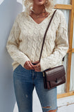 Cable Knit V Neck Hoodies Sweater