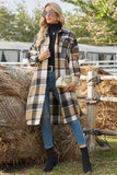 Women's Extra Long Plaid Trench Coat Jacket