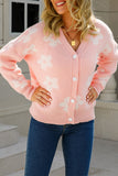 Flower V Neck Button Cardigan