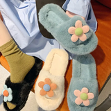 Women's Flower Fluffy Cotton Slippers