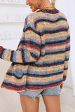 Multicolor Striped Front Open Sweater Cardigans