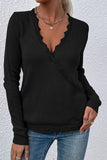 Autumn Outfits Deep V Neck Lace Splicing Knitting Sweater
