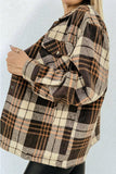 Single-breasted Plaid Tweed Shacket Coat with Pockets