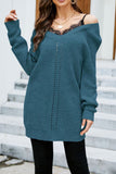Lace Attached V Neck Long Pullover Sweaters