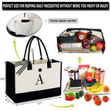 🎁BOGO🎁 Buy One Get One😍Birthday Gifts for Women Initial Canvas Tote Bag Embroidery Monogram Gift Totes Beach Bag with Zipper Pocket