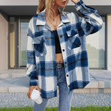 Women's Urban Style Loose Single-breasted Plaid Coat