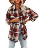 Women's Urban Style Loose Single-breasted Plaid Coat