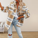 Women's Urban Style Loose Single-breasted Plaid Coat